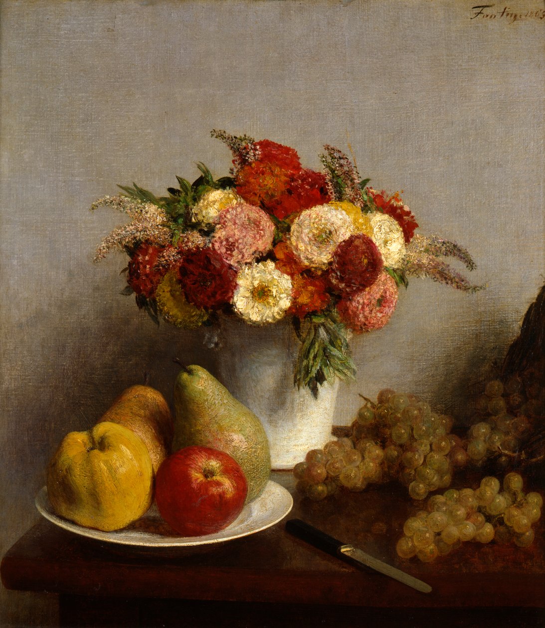 Meyve ve Çiçekler, 1865. by Ignace Henri Jean Fantin Latour