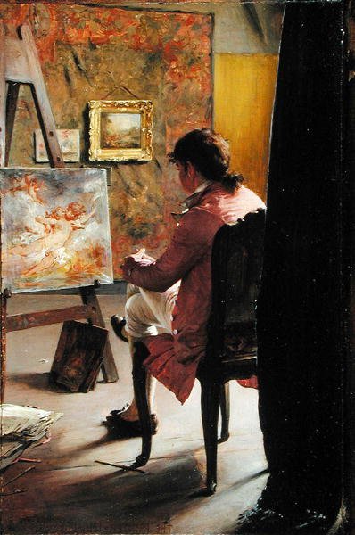 Ressam, c.1883 (panelde yağlı boya) by Ignaz Marcel Gaugengigl