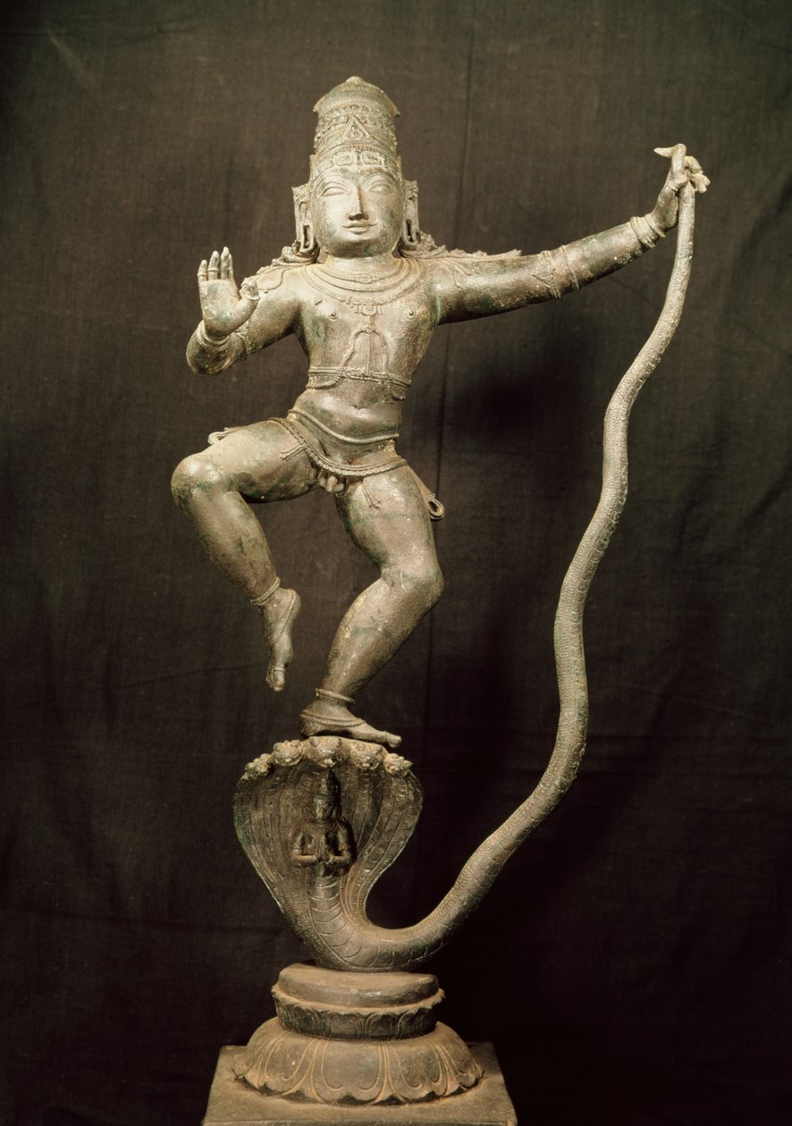 Kaliya Krishna (bronz) by Indian School