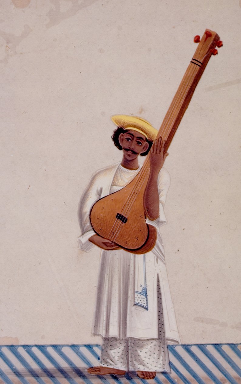Bir Tambura Player, c.1830 (mika üzerine guaj) by Indian School