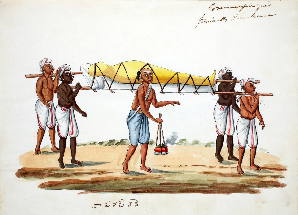 Brahman cenaze alayı (kağıt üzerinde wc) by Indian School