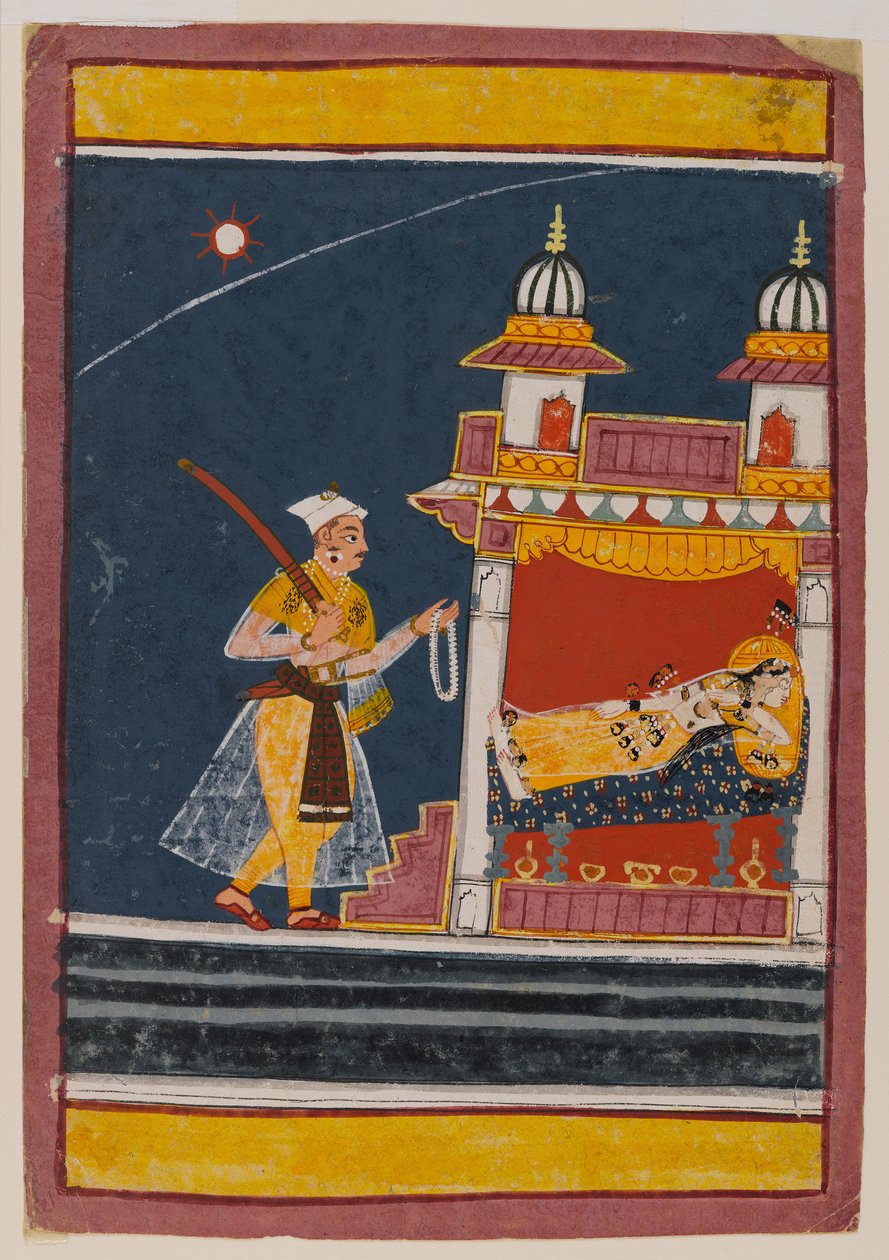 Lalita Ragini, c.1650 (kağıt üzerinde wc ve altın) by Indian School
