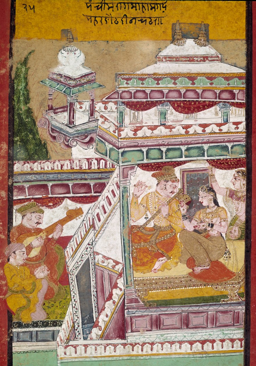Sarayda müzikli gösteri (Minyatür by Indian School