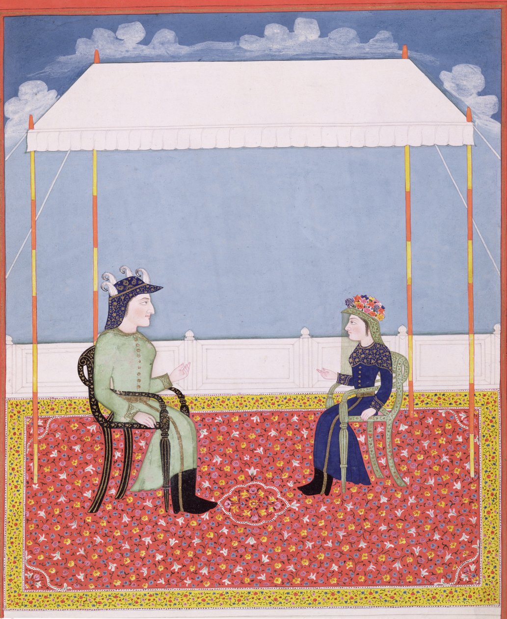 İngiliz sömürge çiftinin portresi by Indian School
