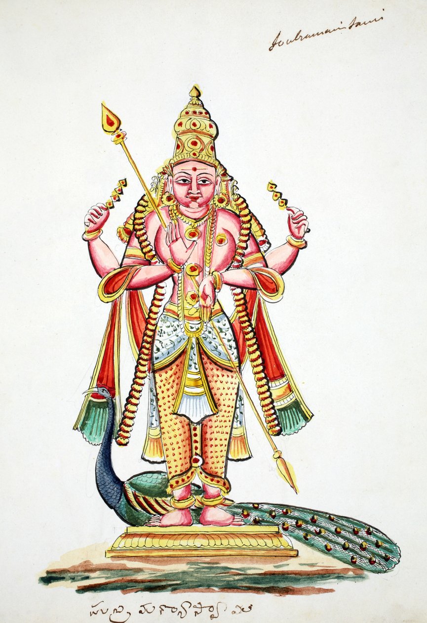 Skanda (kağıt üzerinde wc) by Indian School