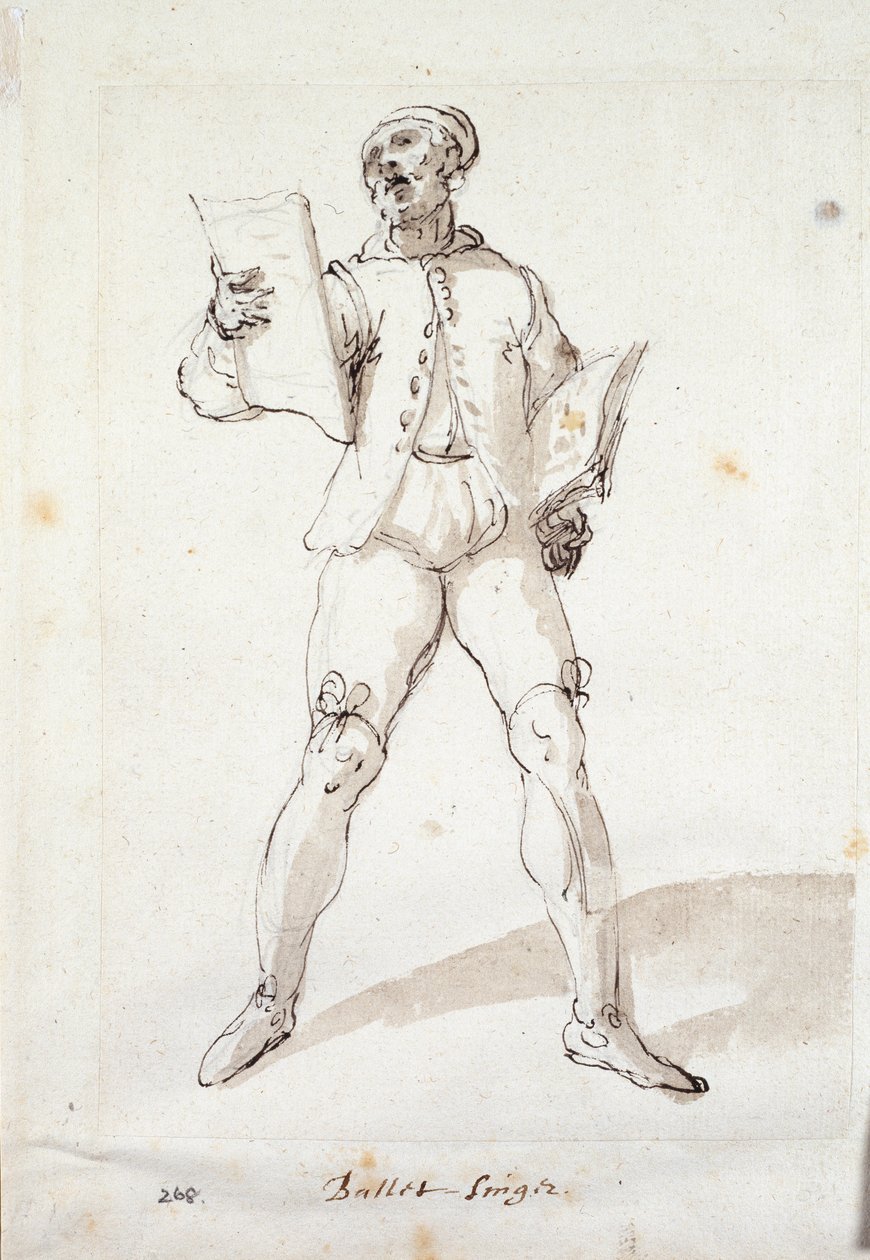 Ballad şarkıcısı (kağıt üzerine kalem ve mürekkep) by Inigo Jones