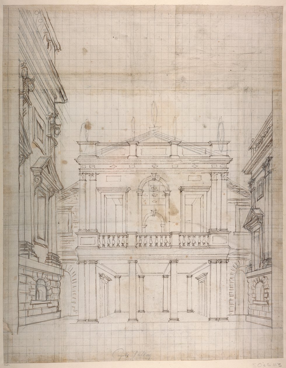 Aşk Tanrısı Sarayı, c.1619-23 (kağıt üzerine kalem ve mürekkep) by Inigo Jones