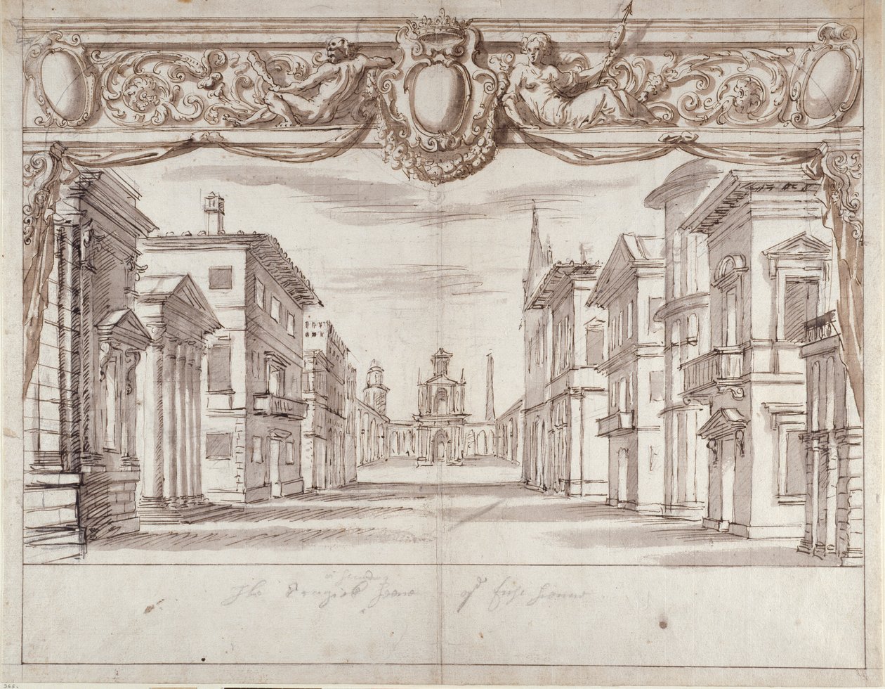Trajik sahne (kağıt üzerinde kalem ve mürekkep) by Inigo Jones