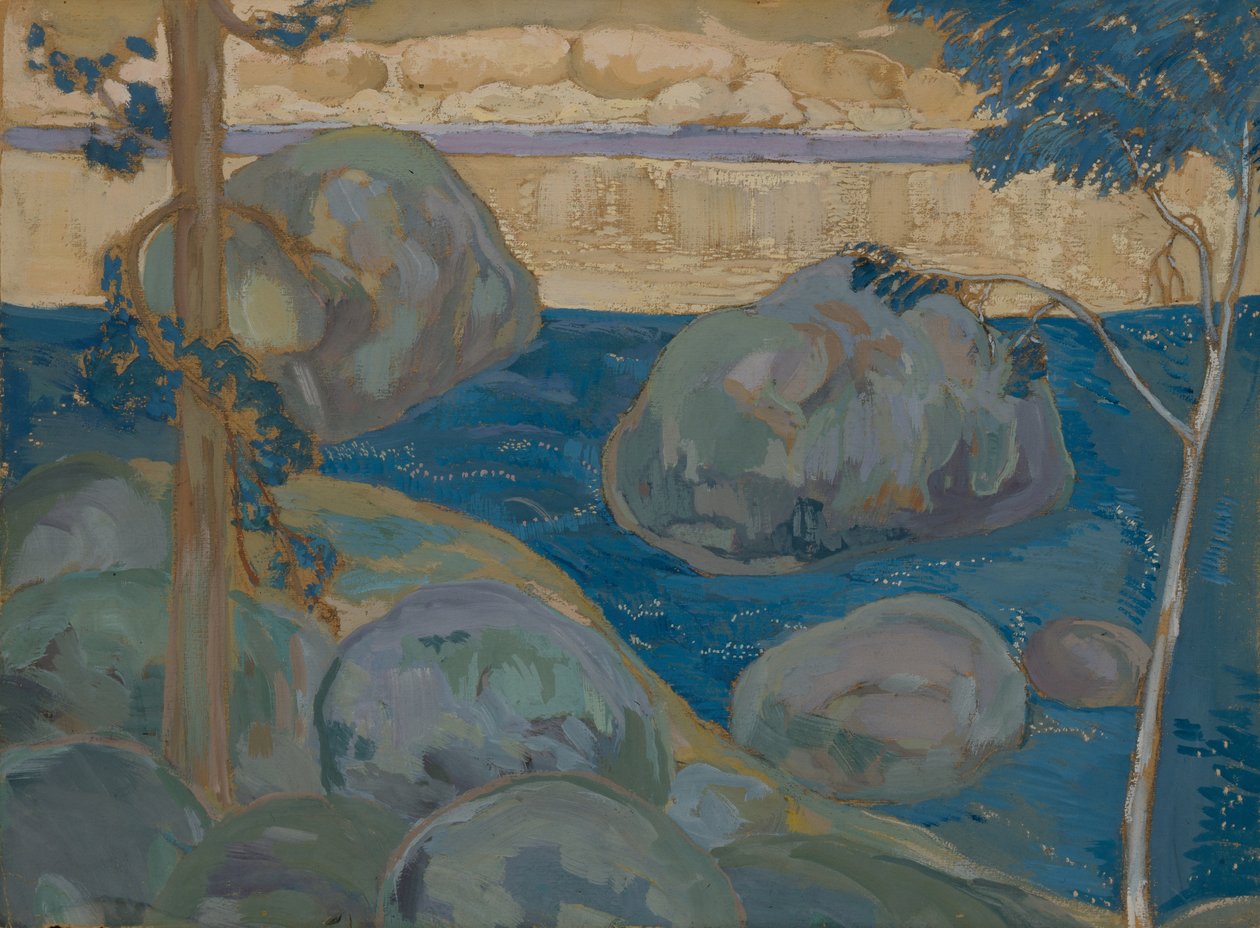Kayalar ile manzara by Iosiph Solomonovich Shkolnik