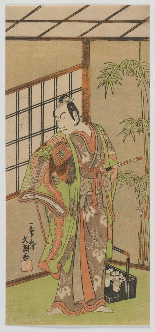 Aktör Ichikawa Komazo II, Edo dönemi, 1769 (renkli tahta baskı) by Ippitsusai Bunchō
