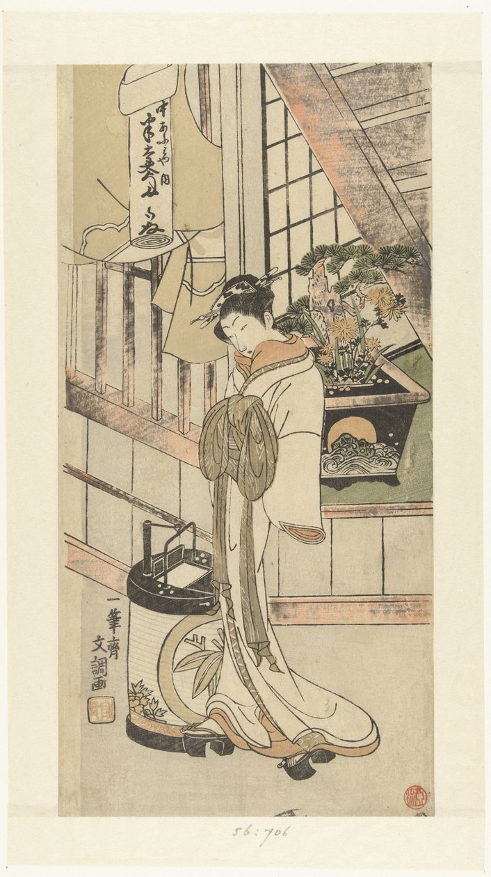 Naka-omi evinden Courtesan Handayu by Ippitsusai Bunchō