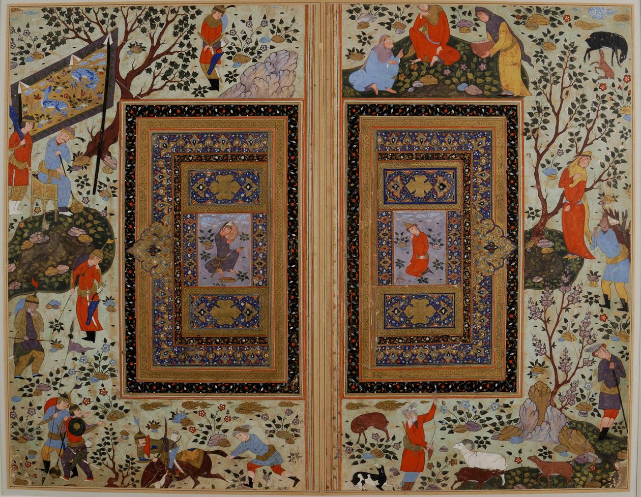 Çift sayfa. İran, İsfahan, 17. yüzyıl başı.. by Iranian master.