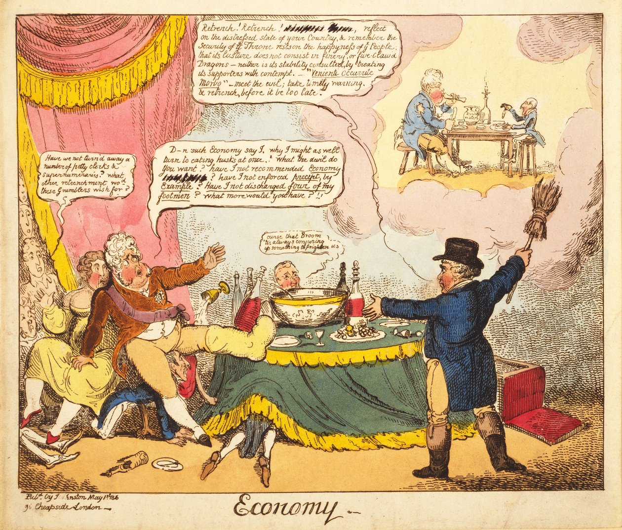 Ekonomi, 1816 (el boyaması gravür) by Isaac Robert Cruikshank