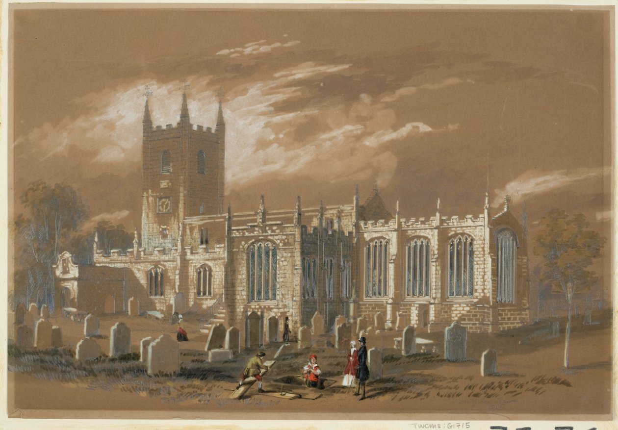 St John Kilisesi, Newcastle, 1848 (gövde rengi, kalem ve kağıt üzerinde tuvalet) by Isaac Shaw