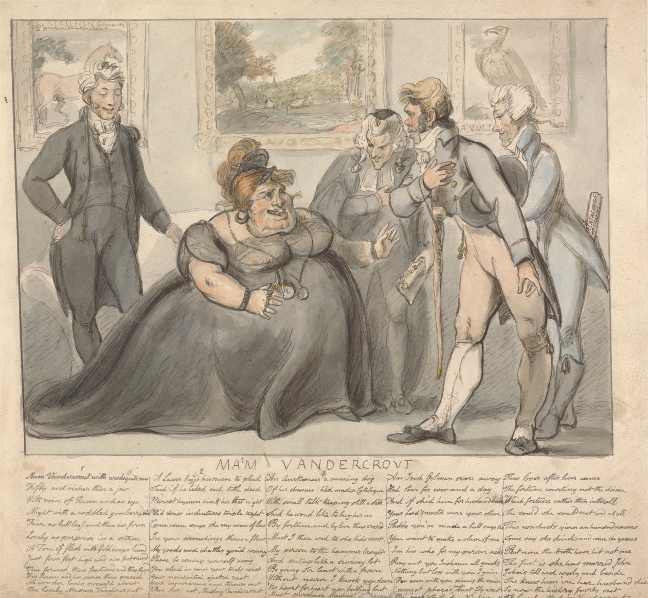 Madam Vandercrout ve Talipler by Isaac Cruikshank