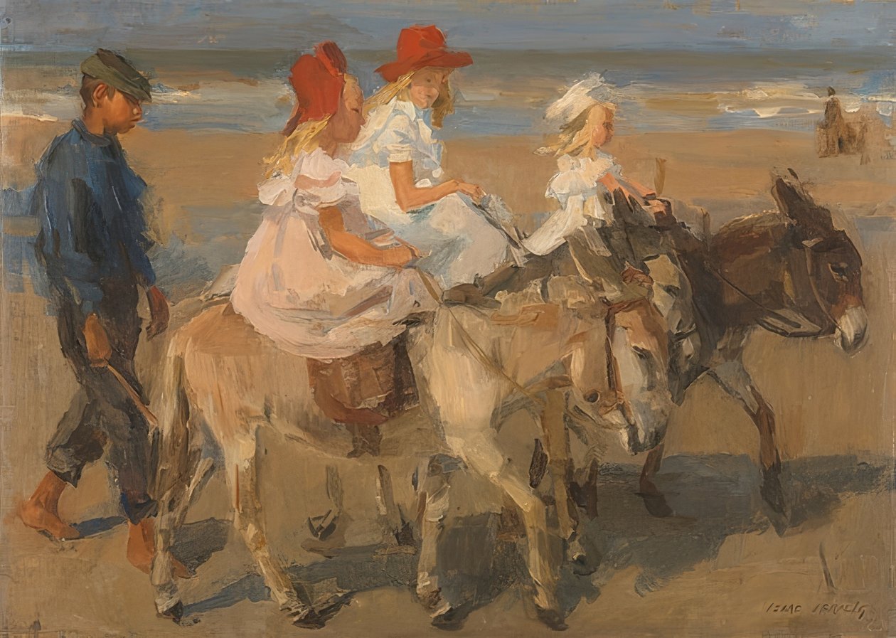 Sahilde eşek sürmek. 1890-1901 civarında by Isaac Israels