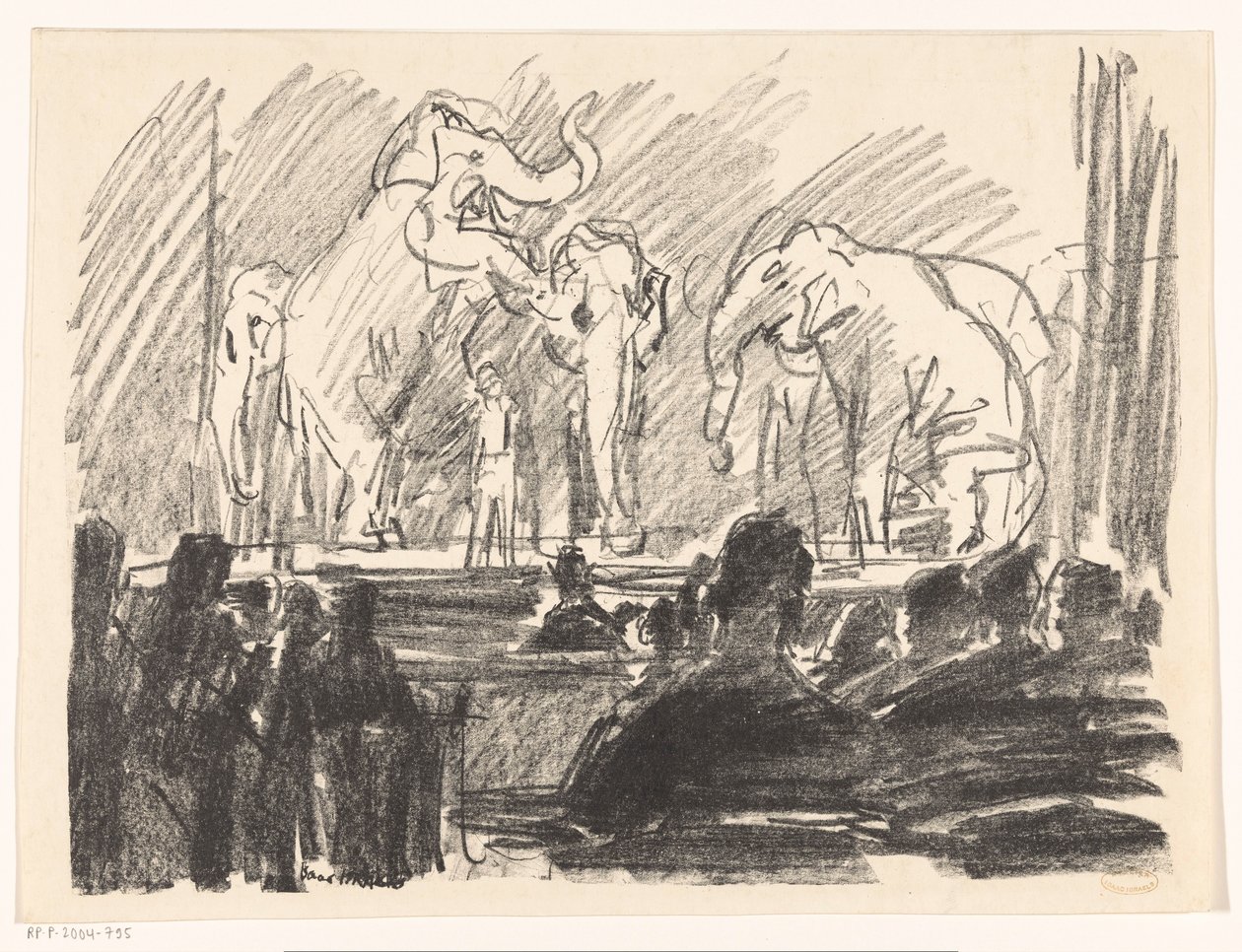 Bir sahnede fillerin performansı by Isaac Israels