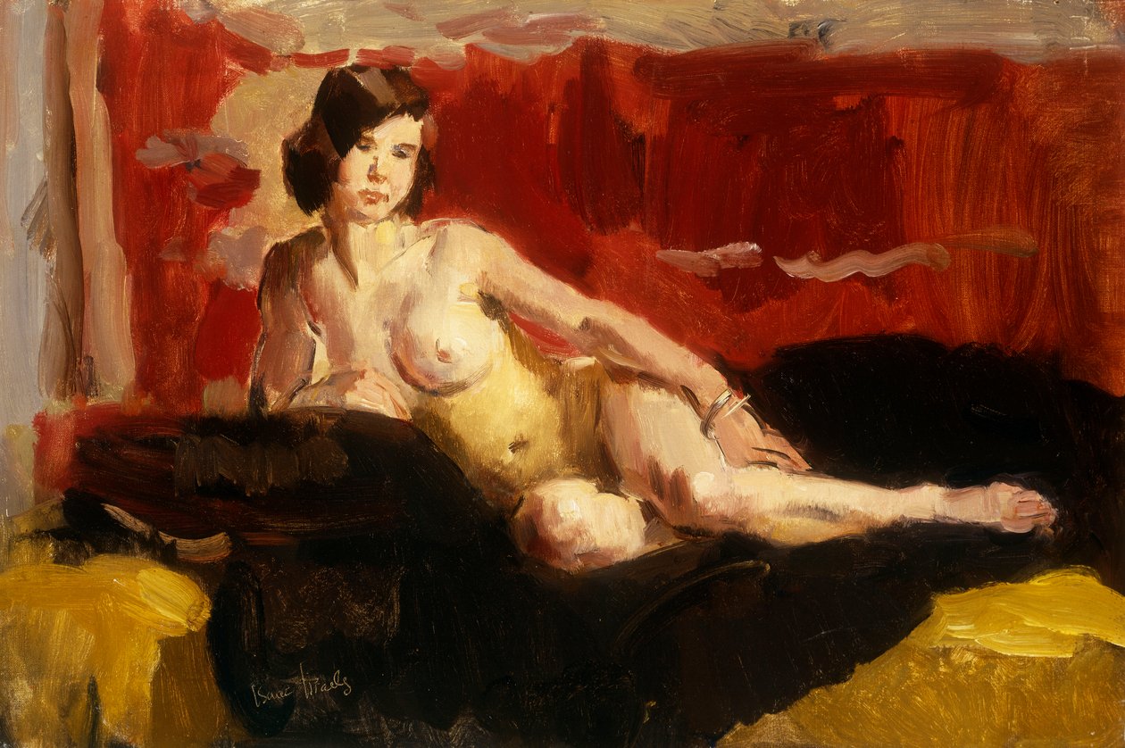 Reclining Nude (tuval üzerine yağlı boya) by Isaac Israels