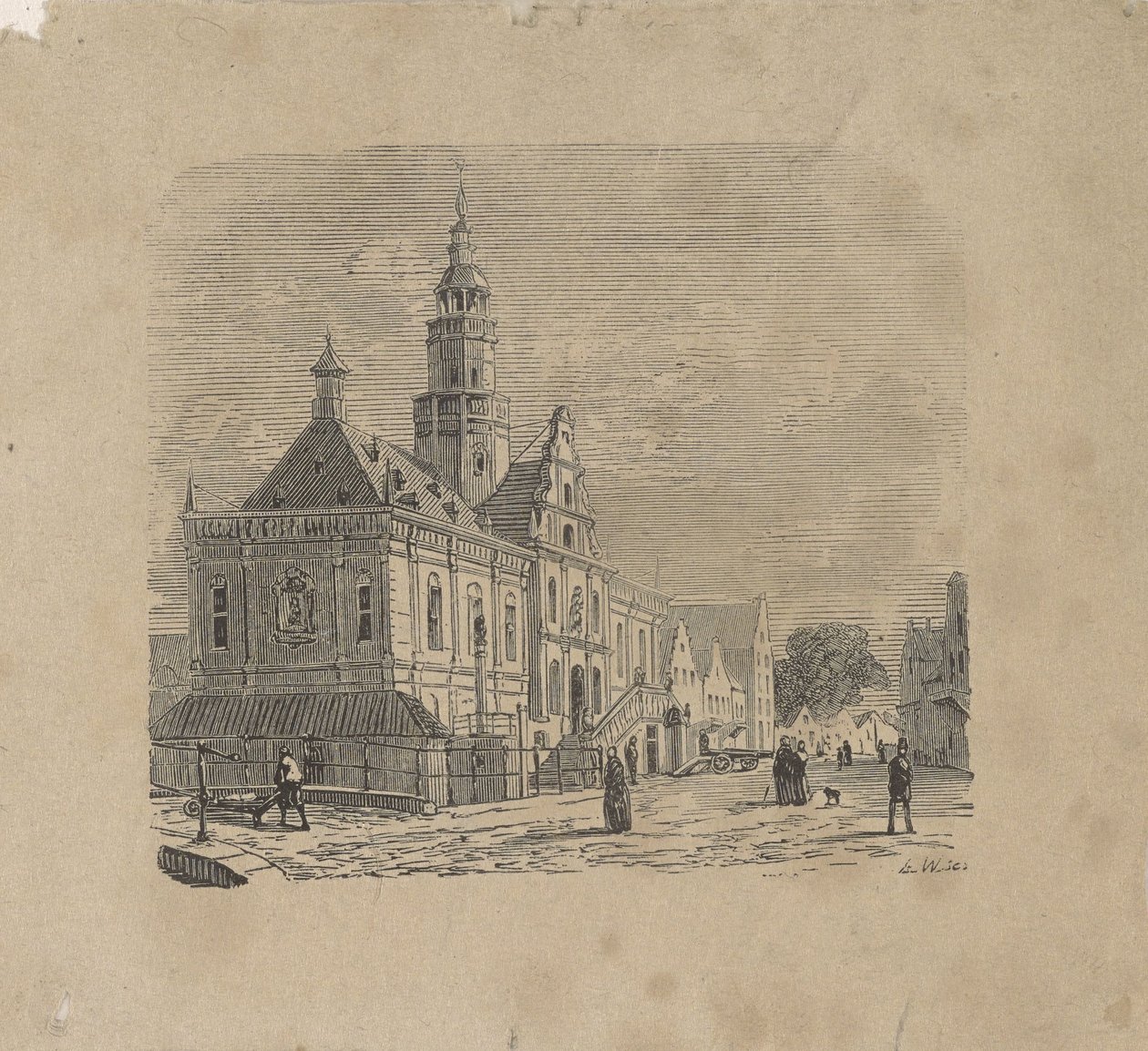 Bolsward'daki belediye binasının görünümü by Isaac Weissenbruch