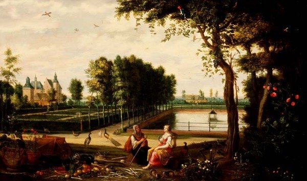 Vertumnus ve Pomona (panel) by Isaak van Oosten