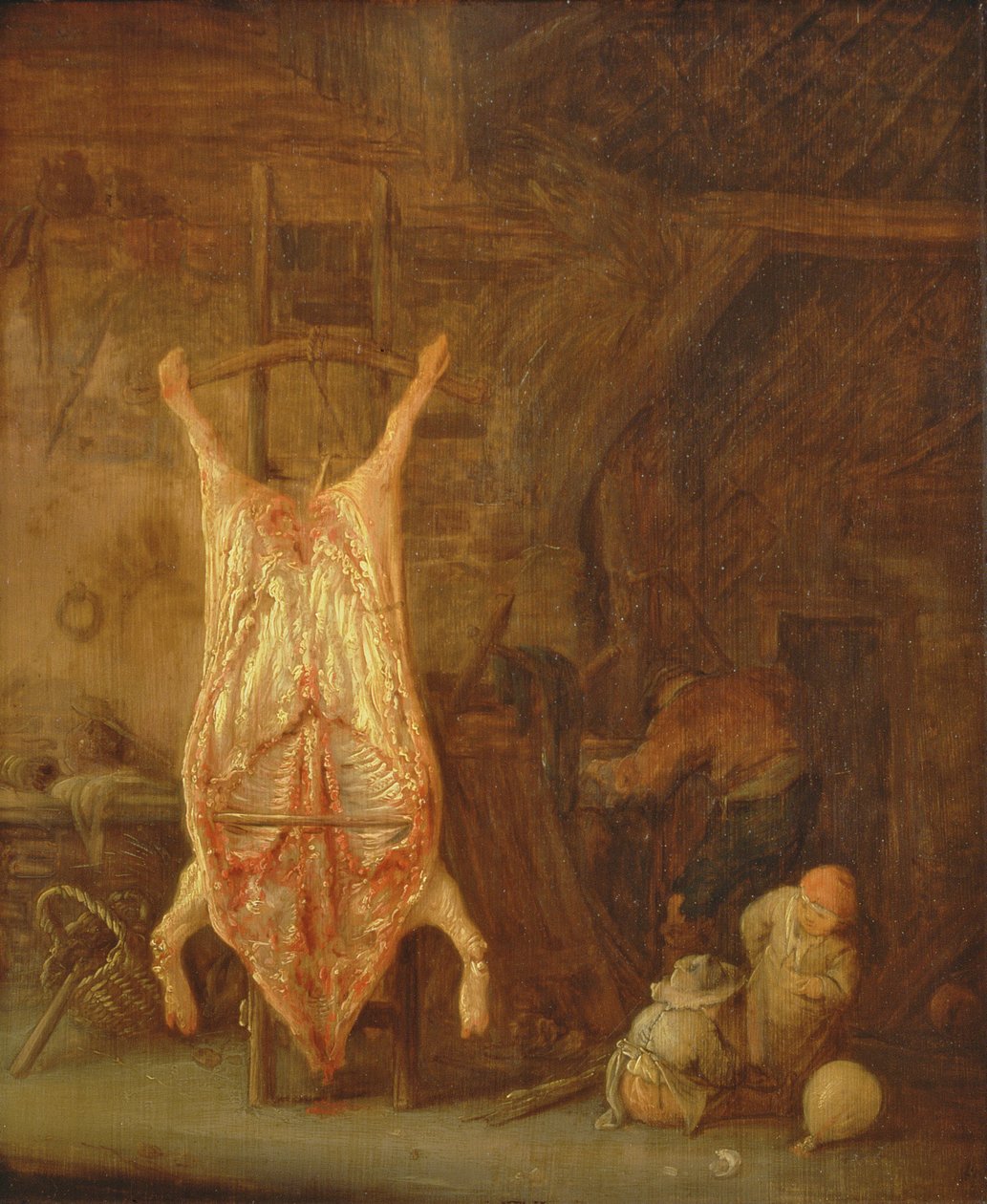 Domuz Kesimi (panelde yağ) by Isack van Ostade