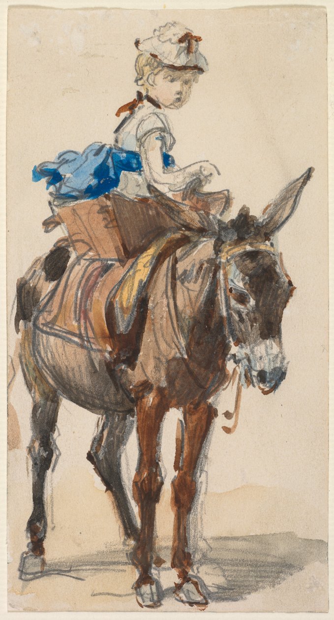 Eşek üzerinde kız by Isidore Pils