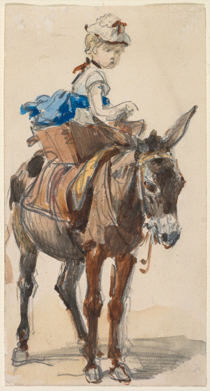 Eşek üzerinde kız. by Isidore Pils