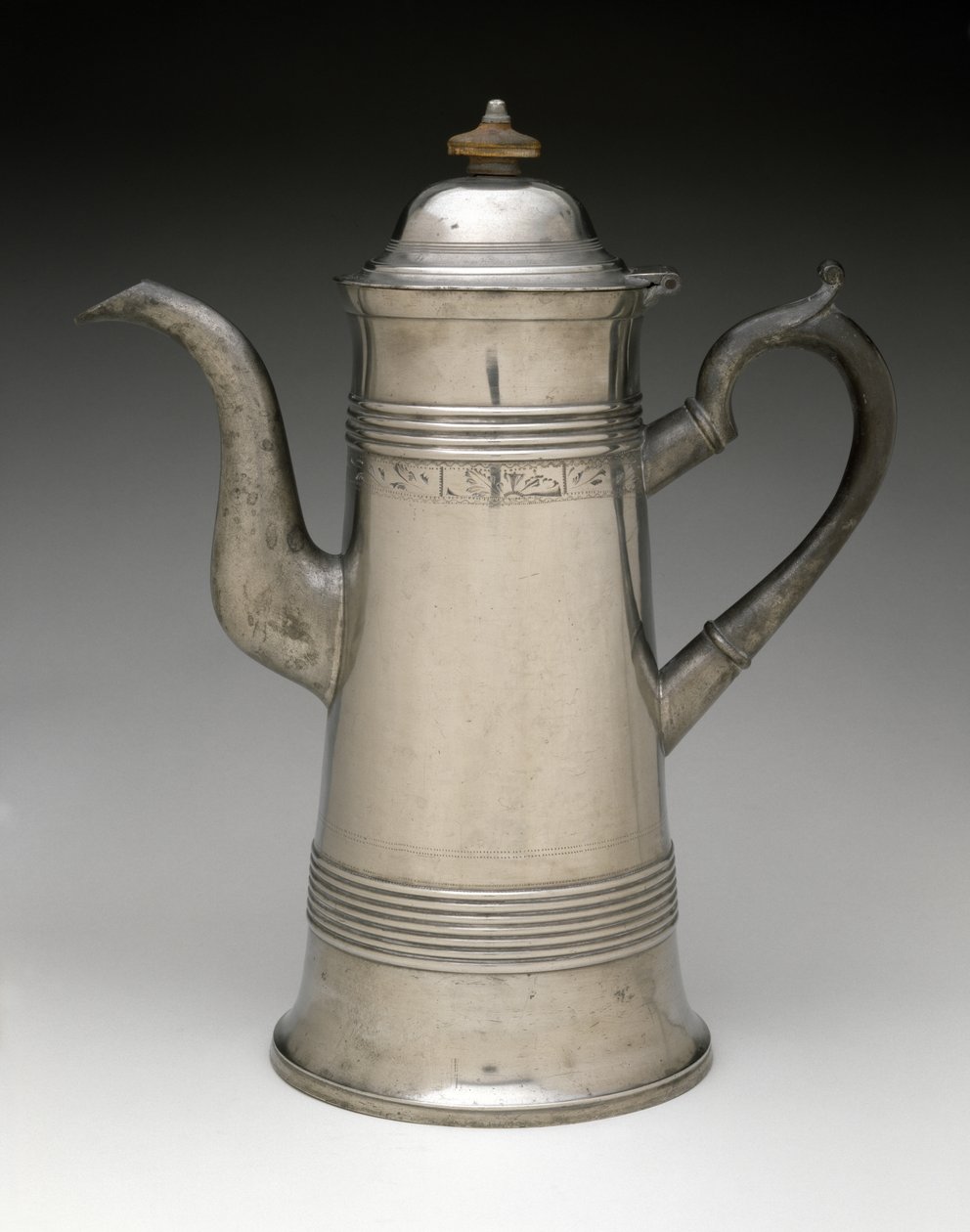 Cezve, c. 1820-1840 (kalay, ahşap) by Israel Trask