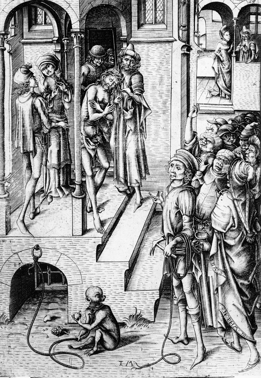 İnsanlara gösterilen İsa, c.1475-85 by Israhel van Meckenem the younger