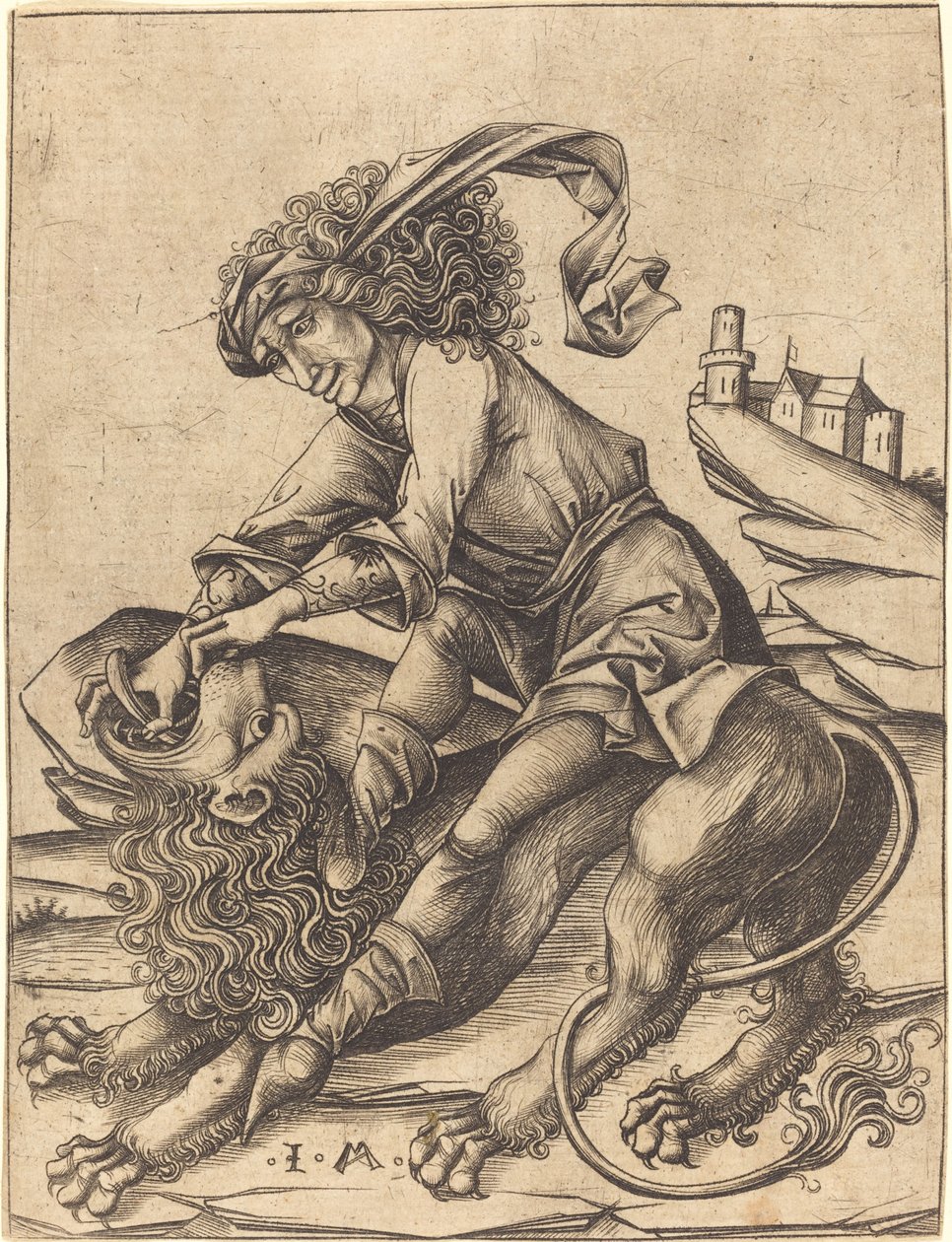Samson ve Aslan by Israhel van Meckenem