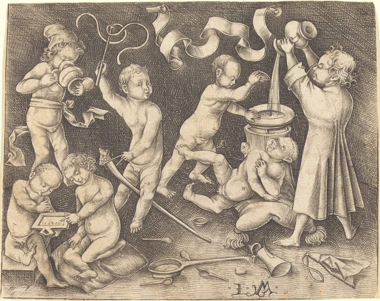 Yedi Çocuk Oyunda, c. 1490. by Israhel van Meckenem