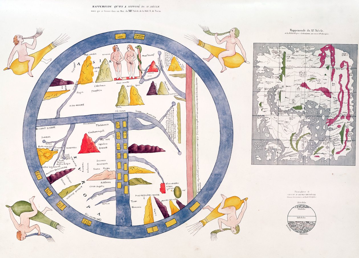 Beatus of Torino mappamundi (el renkli gravür) by Italian School