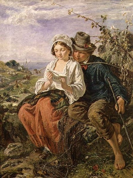 Bir Odun Toplayıcı ve Okuyan Bir Kız by Italian School