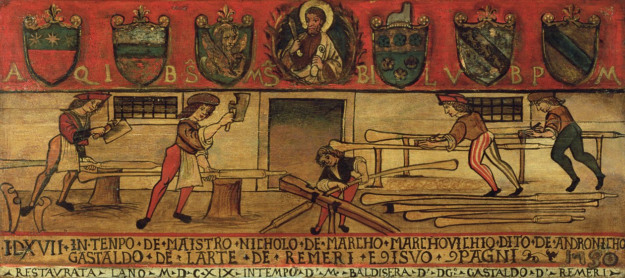 Oar Makers (panel) by Italian School