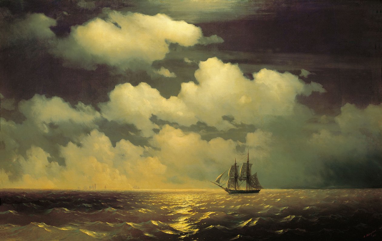 Brig Mercury iki Türk gemisini yendikten sonra by Ivan Konstantinovich Aivazovsky