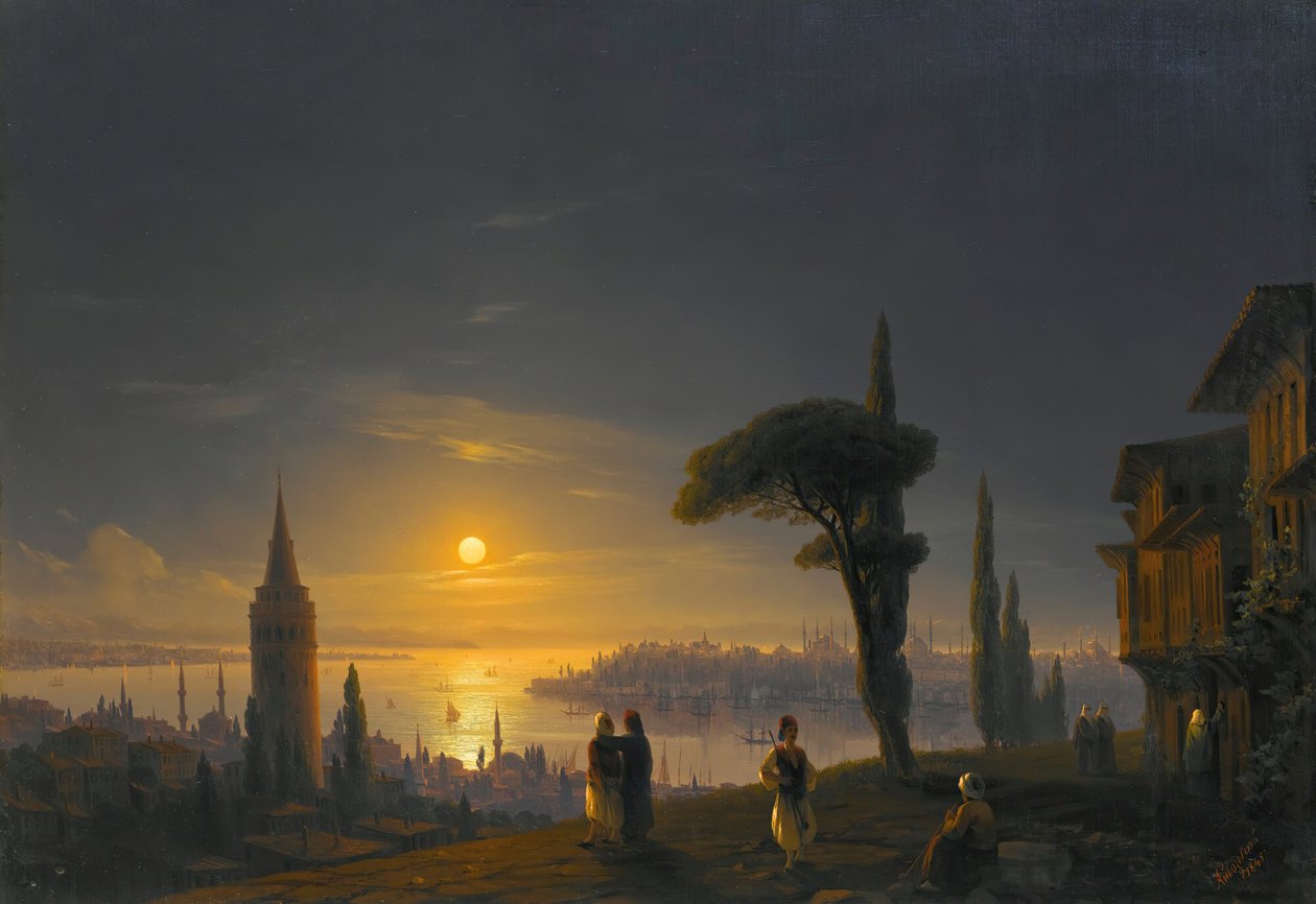 Ay Işığında Galata Kulesi, 1845. by Ivan Konstantinovich Aivazovsky