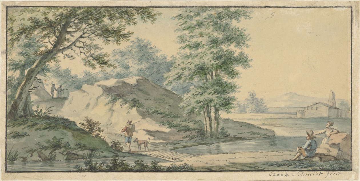 Bir köprü ile manzara by Izaak Schmidt