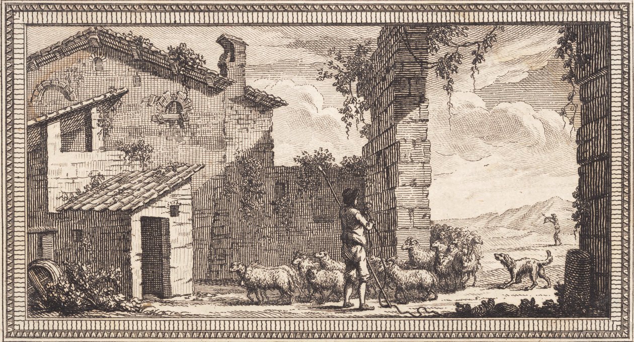 Koyun ve keçi ile bir çoban by J.F. Clemens