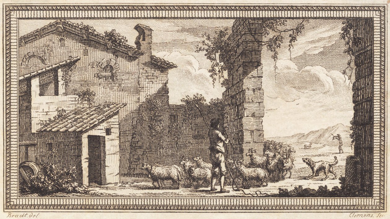 Koyun ve keçi ile bir çoban by J.F. Clemens