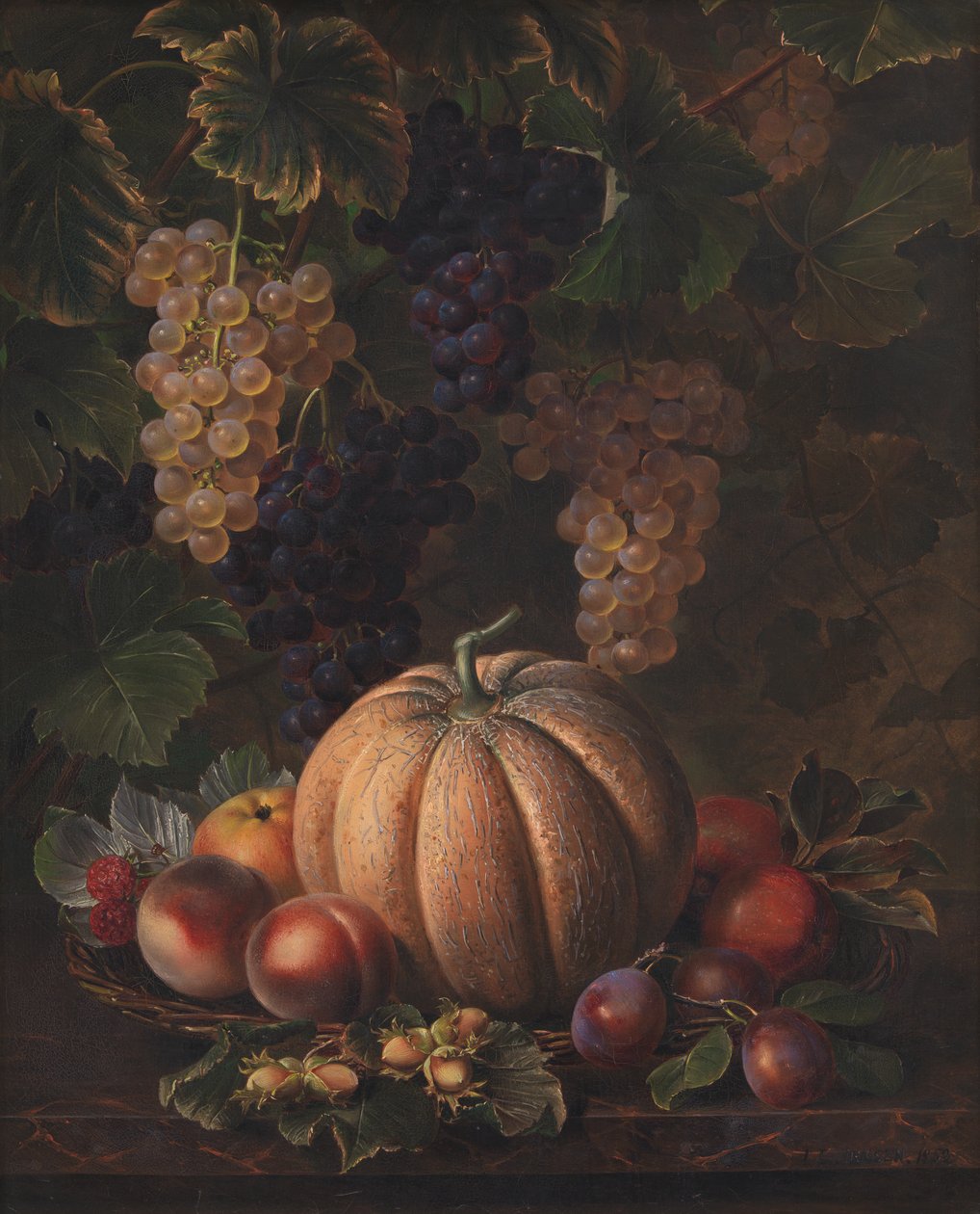 Kavun ve Üzüm Dahil Çeşitli Meyveler by J.L. Jensen