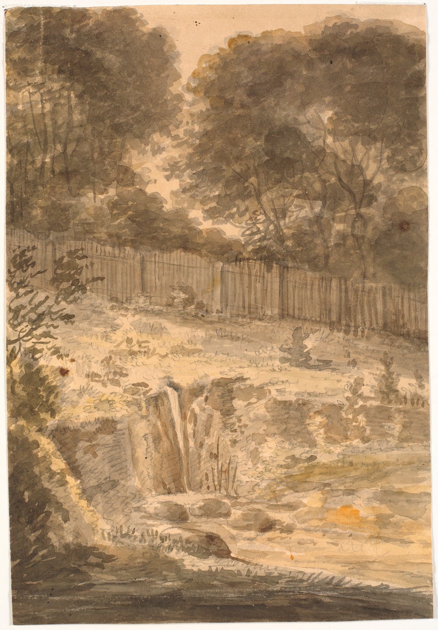 Eğim. Arka planda ağaçlar ve çitler by J.P. Møller