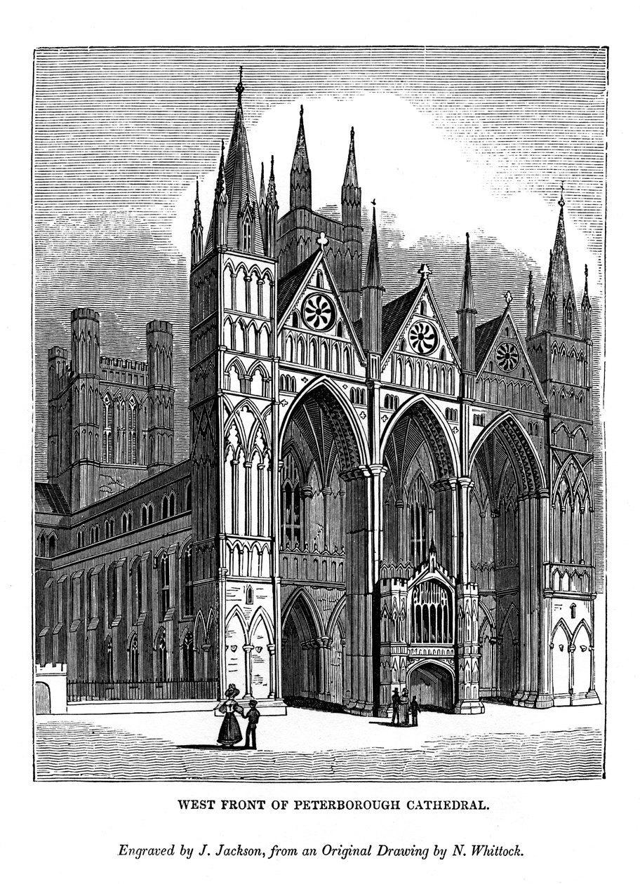 Peterborough Katedrali'nin batı cephesi, 1843 by J. Jackson