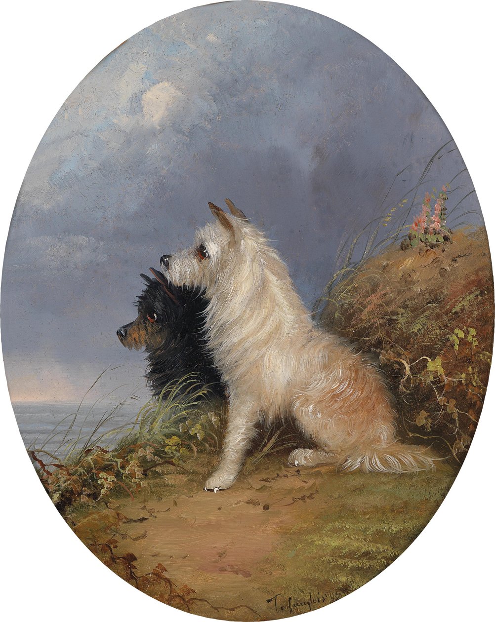 Sahilde iki köpek by J. Langlois