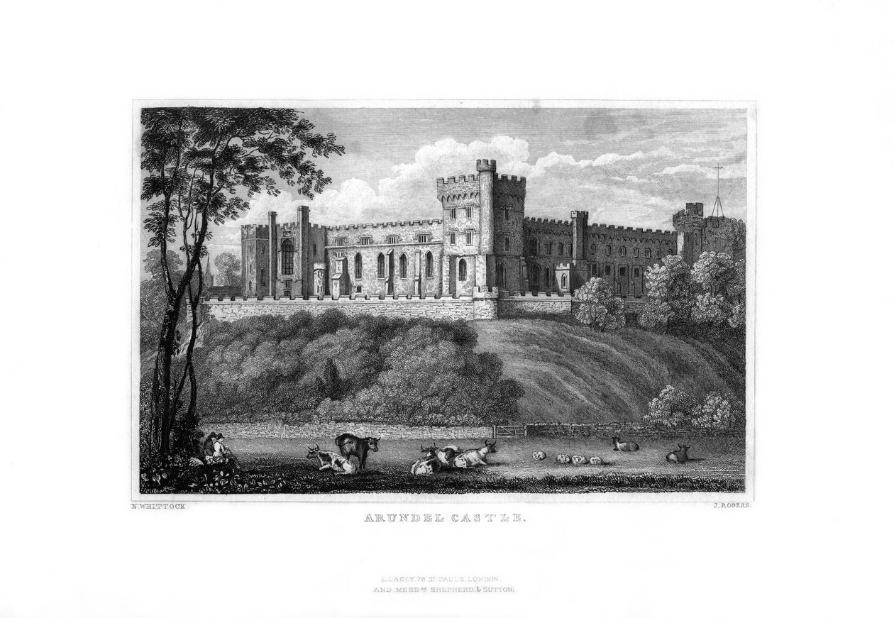 Arundel Kalesi, Batı Sussex, 1829. by J. Rogers