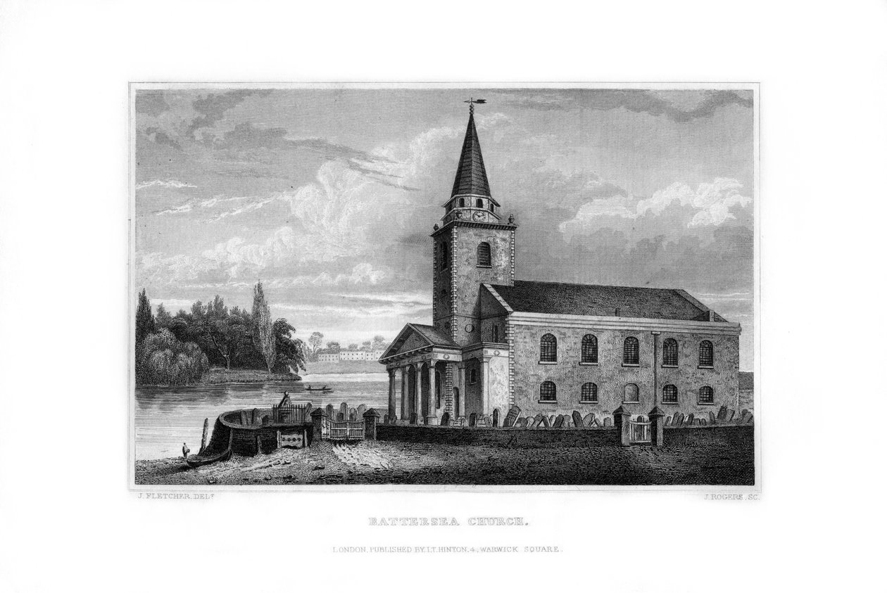 Battersea Kilisesi, Battersea, Londra, 1829. by J. Rogers