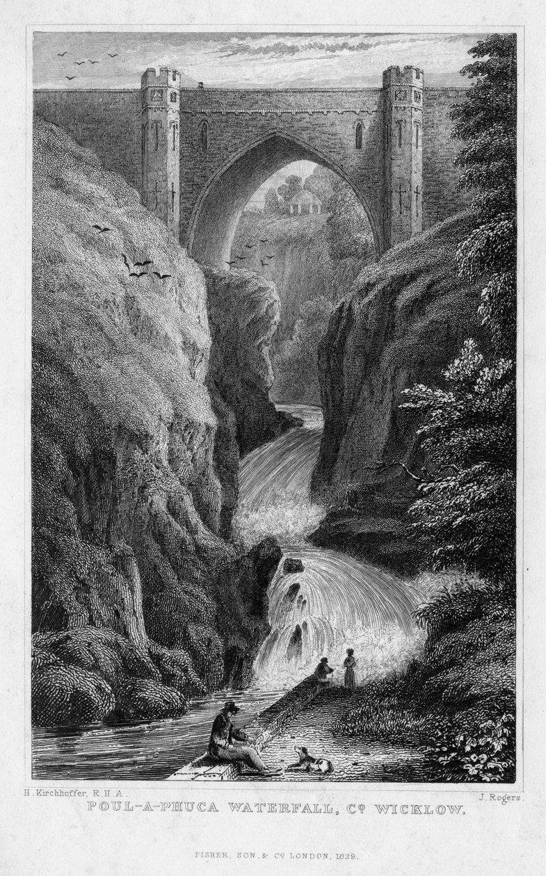 Poul a Phuca Şelalesi, County Wicklow, 1829. by J. Rogers