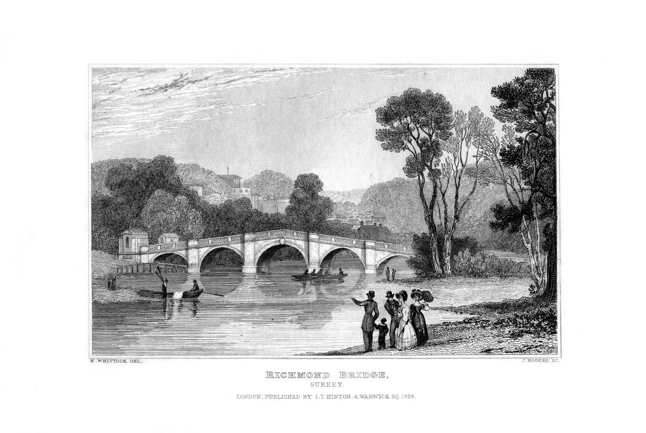 Richmond Köprüsü, Londra, 1829. by J. Rogers