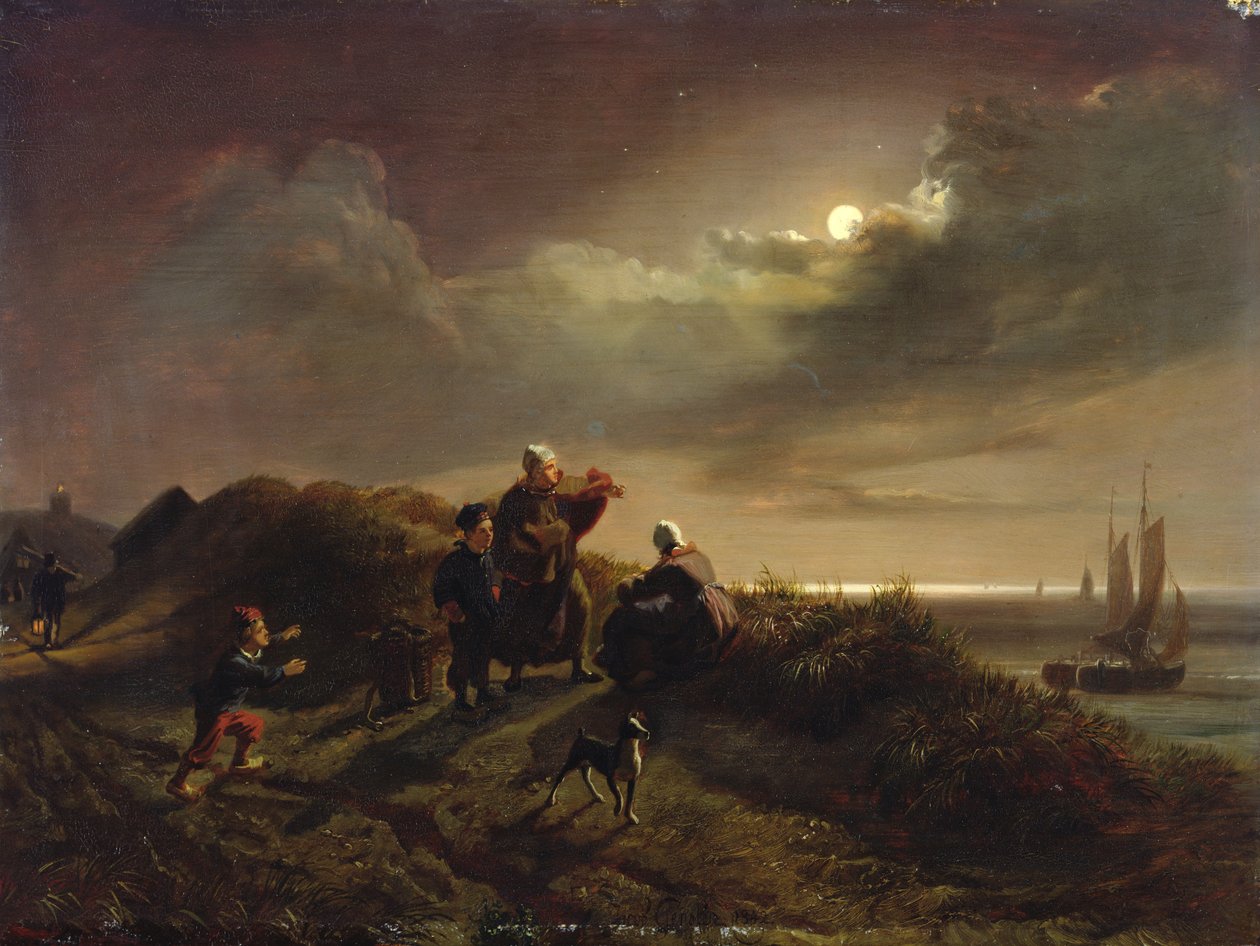 Scheveningen yakınlarındaki Sahilde, 1842 by Jacob Gensler