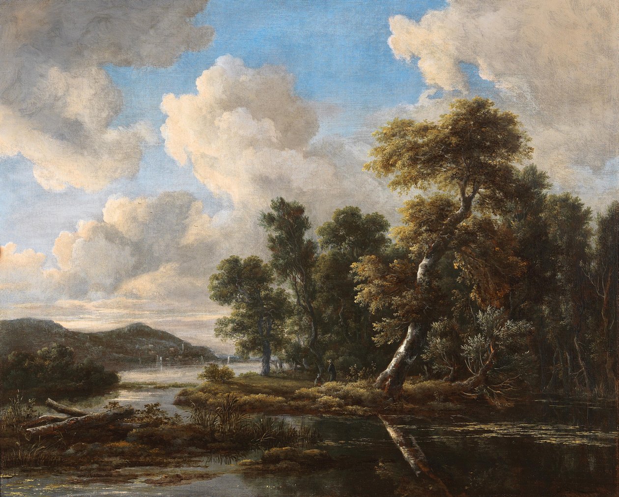 Ormanlık bankalar ile nehir manzarası by Jacob van Ruisdael