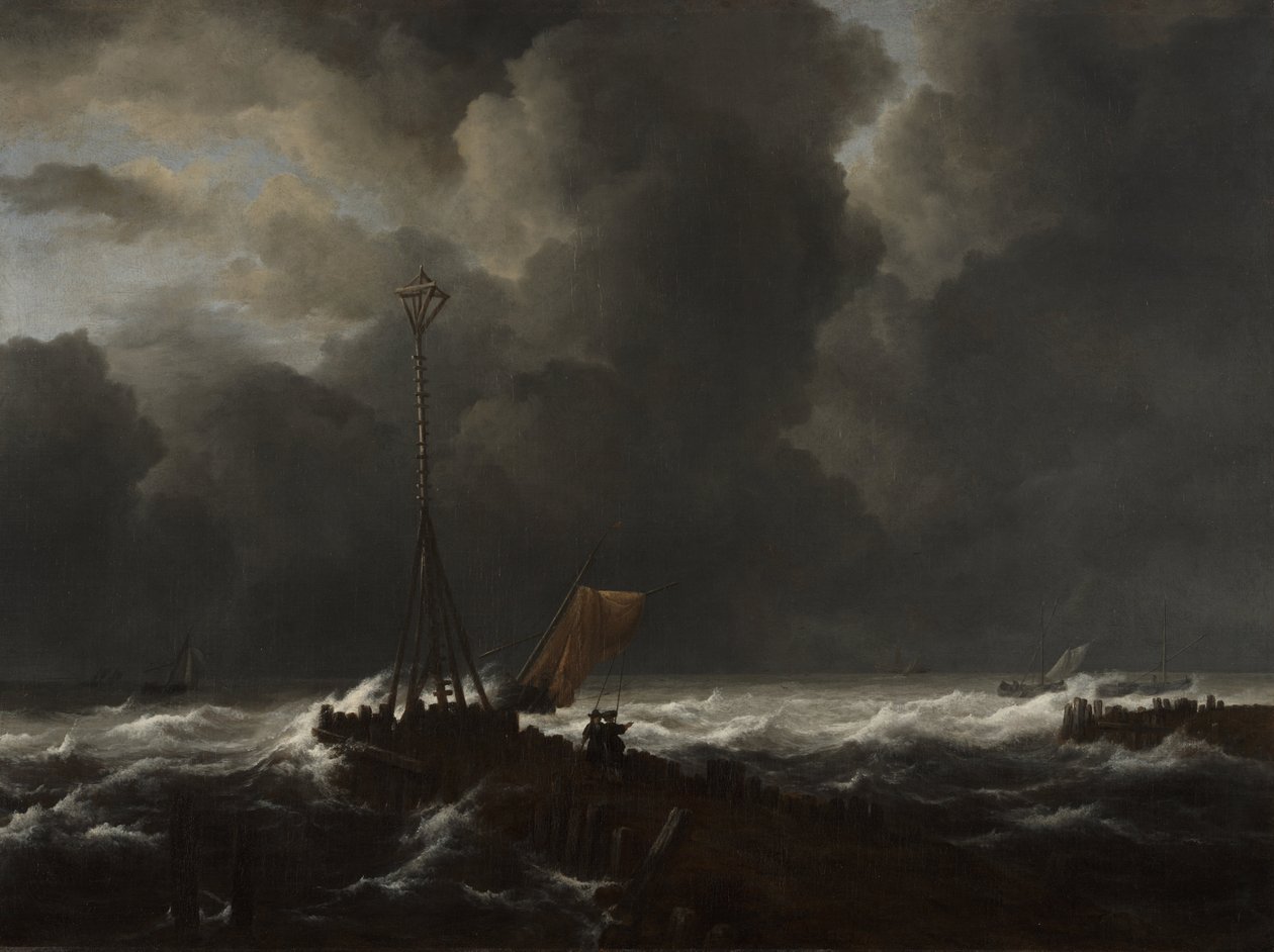 Bir İskelede Kaba Deniz by Jacob van Ruisdael